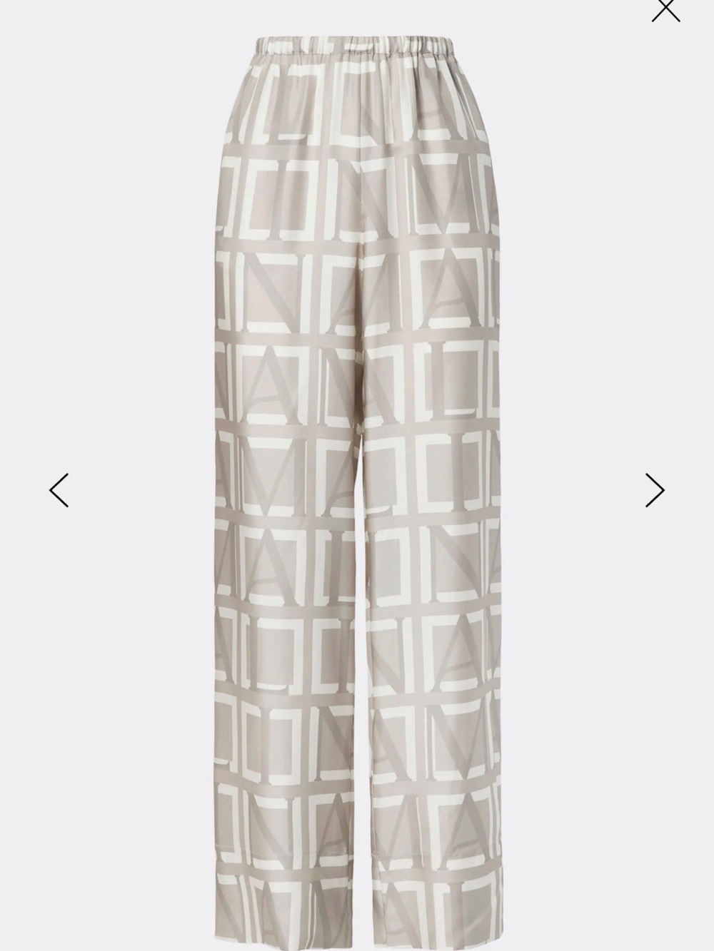 By Malina Wide-Leg silk Geometric Print Pants - beige grey white size EU 44 NWT - Picture 2 of 4
